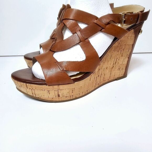 Guess Y2K Inspo Brown Leather Strappy Platform Wedge Sandals Size 9.5 - Picture 3 of 11